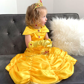 Knemmy Princess Dress Yellow peplum detail enhances silhouette