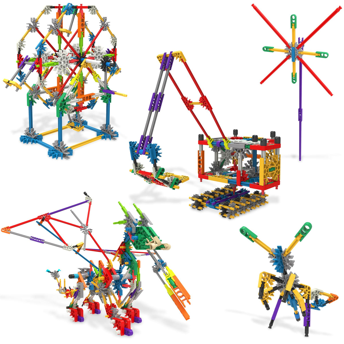 Basic Fun KNEX 80 Model Deluxe Set shows 80 different builds for diverse play.