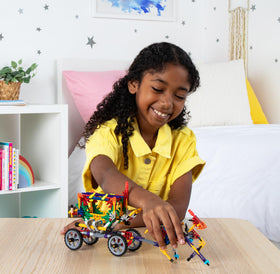 Basic Fun KNEX 80 Model Deluxe Set sail boat build encourages hands-on creativity.