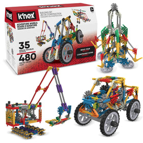 K'NEX Adventure Wheels parts display versatile assembly pieces for creative play.