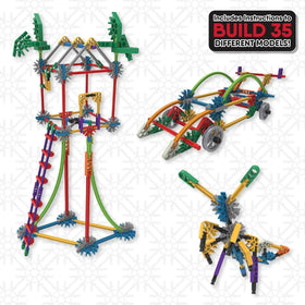 K'NEX kit close-up of snap-fit parts for sturdy, reusable builds