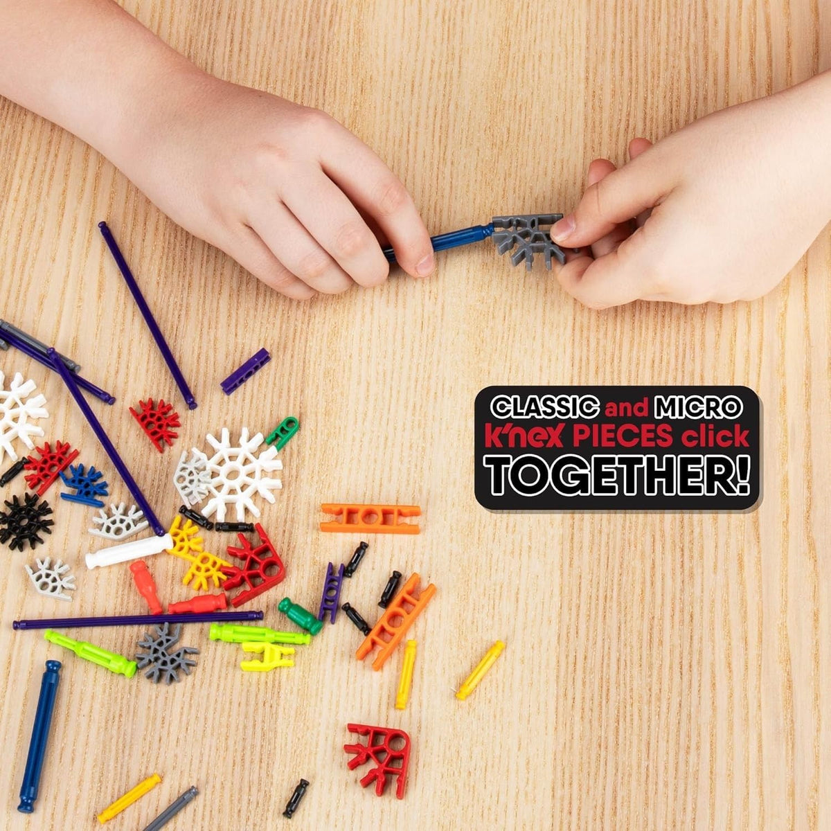K'NEX colorful pieces in action show versatility across vehicles and creatures