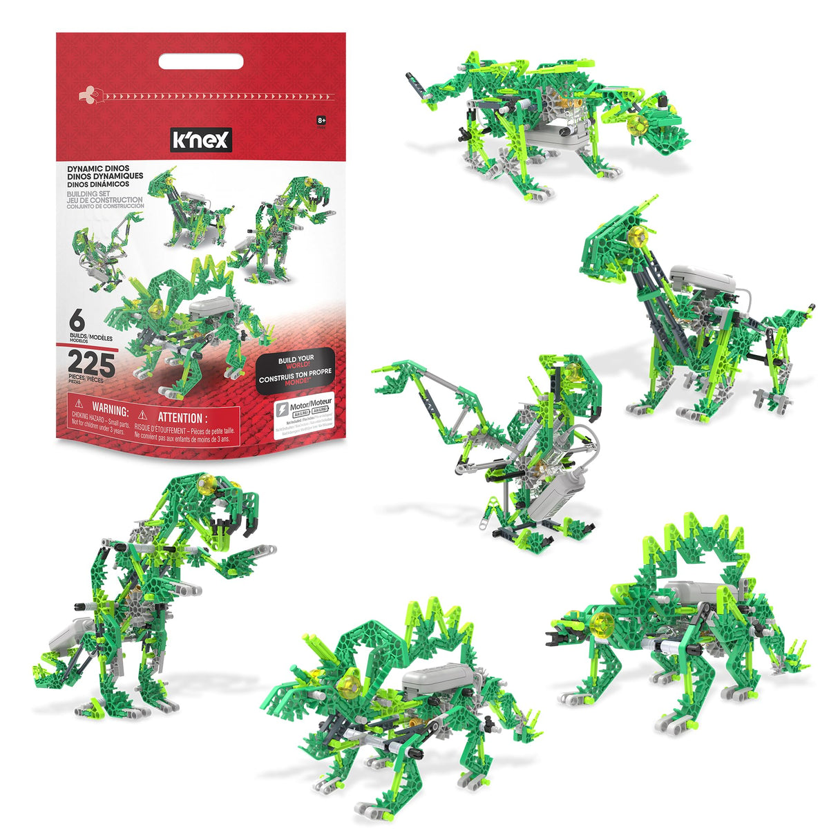 K'NEX Dynamic Dinos T-Rex motorized action for interactive play and discovery.