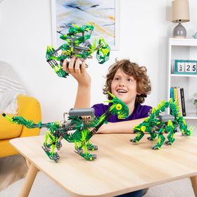 K'NEX Dynamic Dinos Triceratops construction promoting problem-solving and spatial awareness.