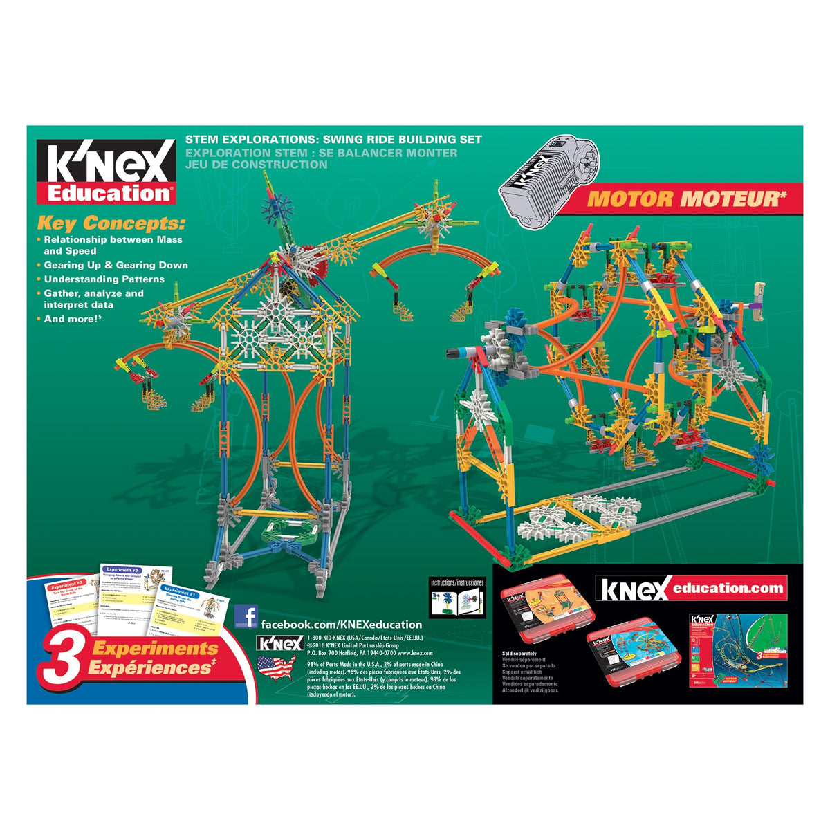 K'NEX Education experiment guide page showing step-by-step lesson plans.