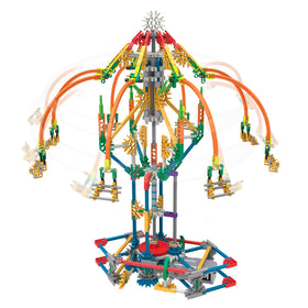 K'NEX swing ride motor in action powered by batteries for interactive play.