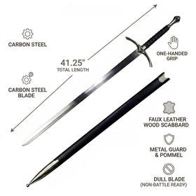 Carbon steel dull blade from Knight's Collection ideal for safe display.
