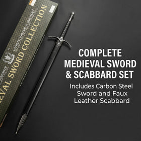 Close-up silhouette of the Knight's Collection sword for dramatic visuals.