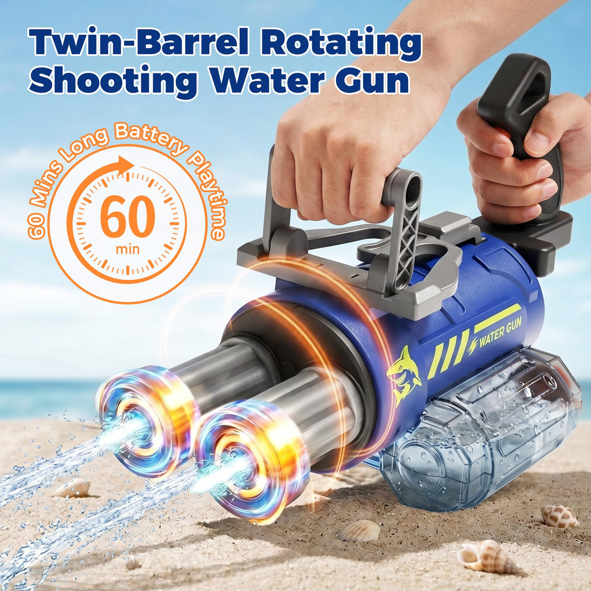 KNMDU electric water gun Type-C recharge for easy recharges.
