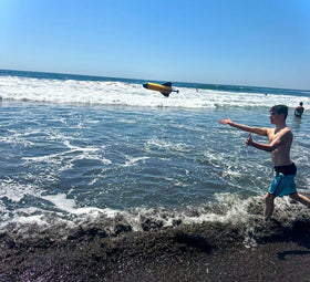 Knock-It Rocket in action: child launches foam rocket.
