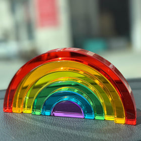 KOAICS desk decor rainbow stackers add playful color to study spaces.