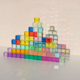 KOAICS Rainbow Crystal Cubes close-up, smooth edges for gentle handling.