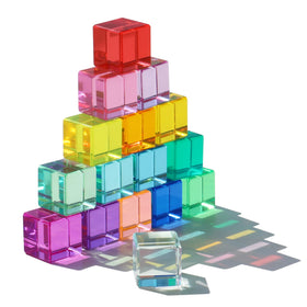 KOAICS Rainbow Crystal Cubes closeup showing vibrant colors for tactile play
