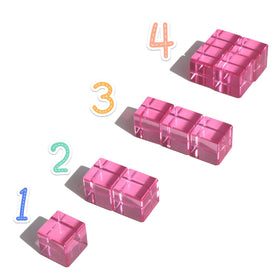 KOAICS Rainbow Crystal Cubes stacked patterns show creative building and sequencing.