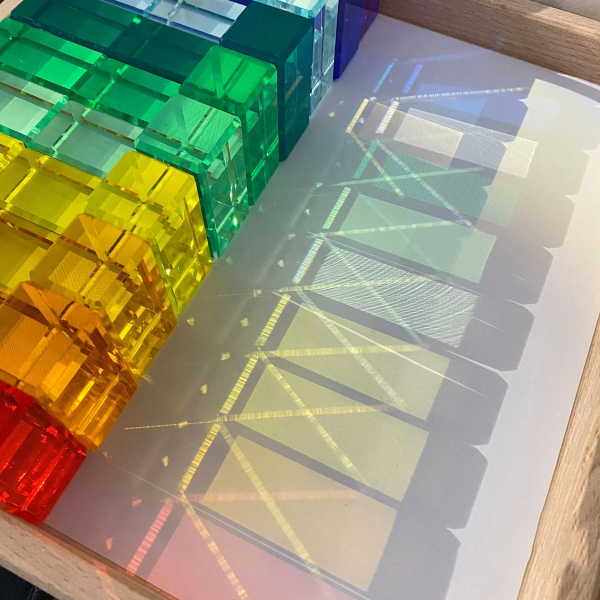 KOAICS Rainbow Crystal Strip Blocks durable acrylic for long-lasting learning and play.
