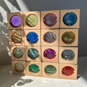 KOAICS rainbow gem blocks stacked for color learning and creative play.
