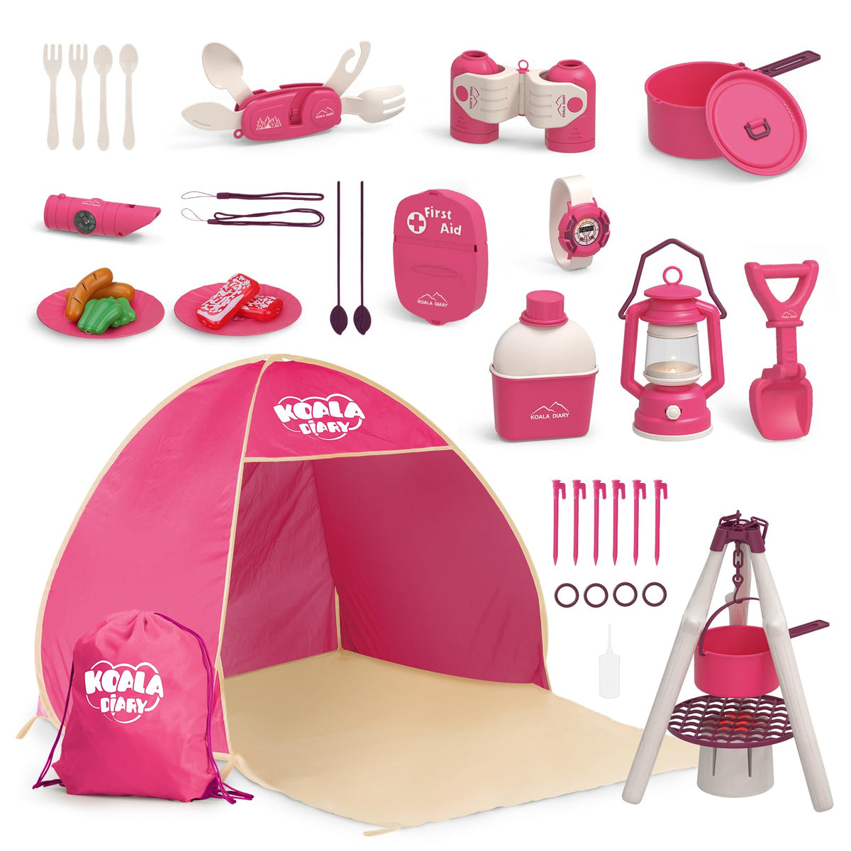 KOALA DIARY camping set tent opened for imaginative outdoor play