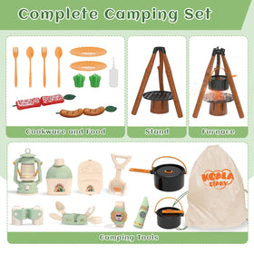 Koala Diary oil lantern providing warm glow for cozy campsite pretend moments.