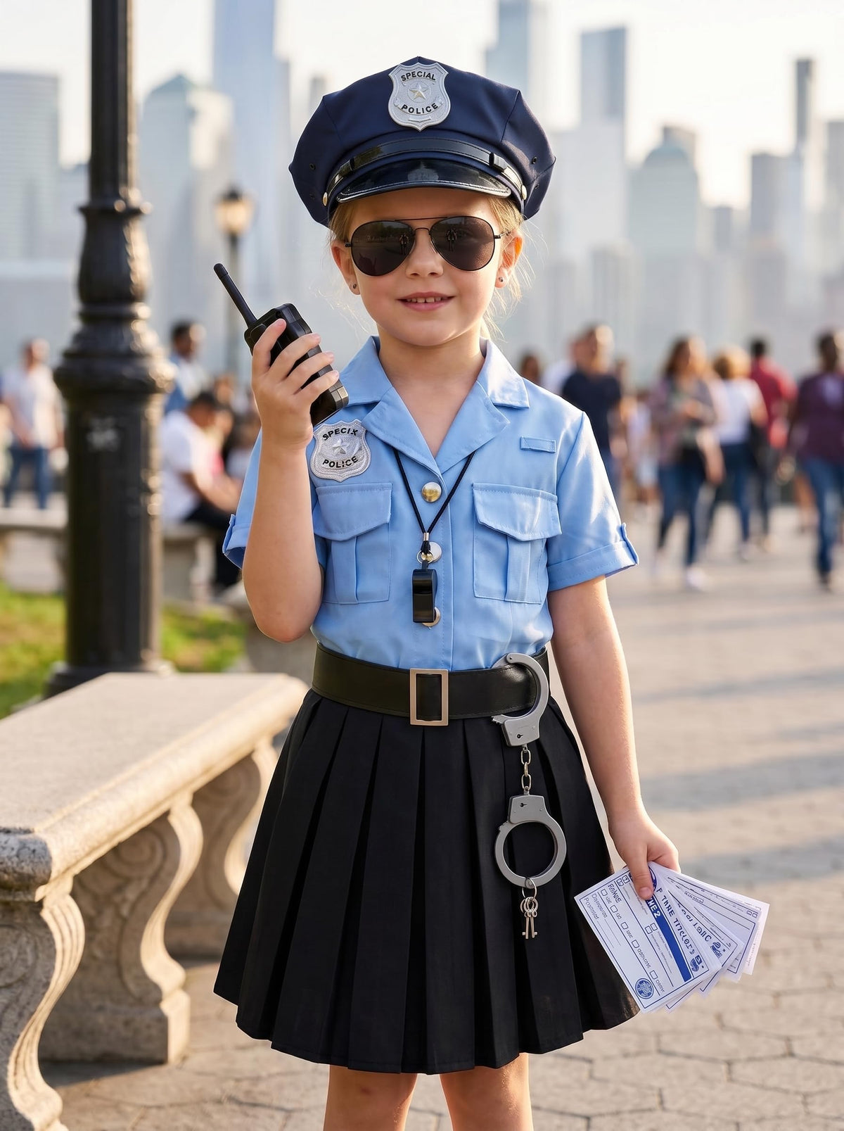 Koatobbor girls police officer costume black skirt for complete dress up