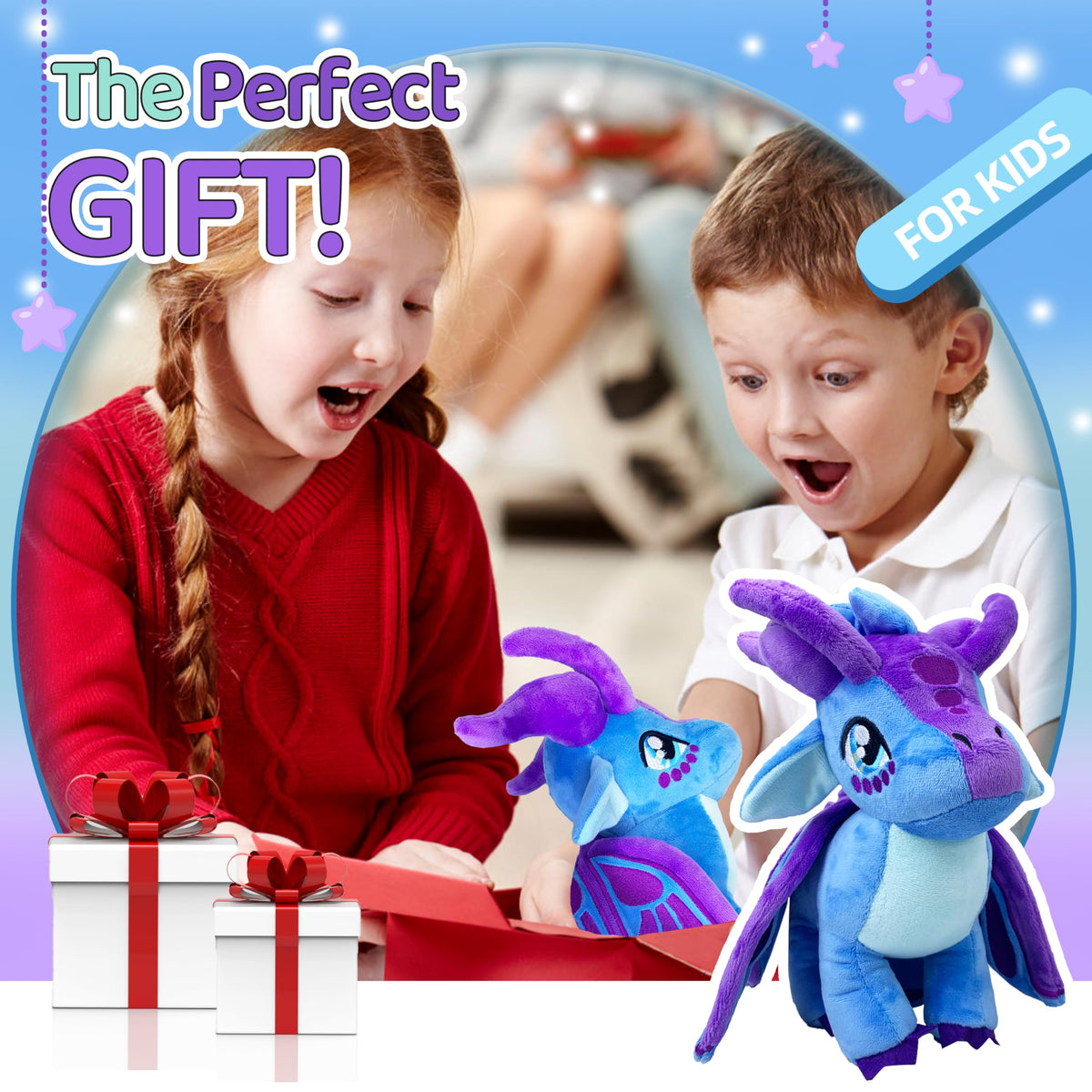 Kobataro Wings Dragon plush serves as cozy bedroom decor.