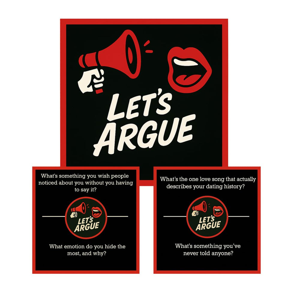 Kocak Gold Let’s Argue card game pack with bold prompts for lively debates.