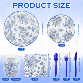 Kochorie blue-white flower plates 9-inch, sturdy for meals.