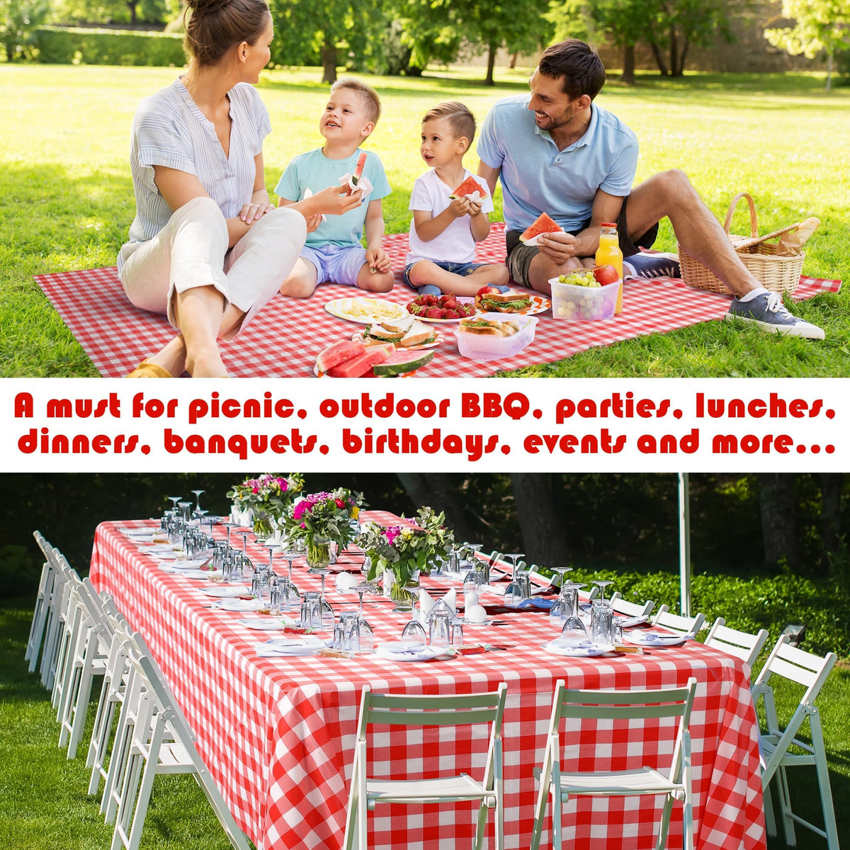 Kochorie crawfish themed event decor featuring red and white checkered pattern