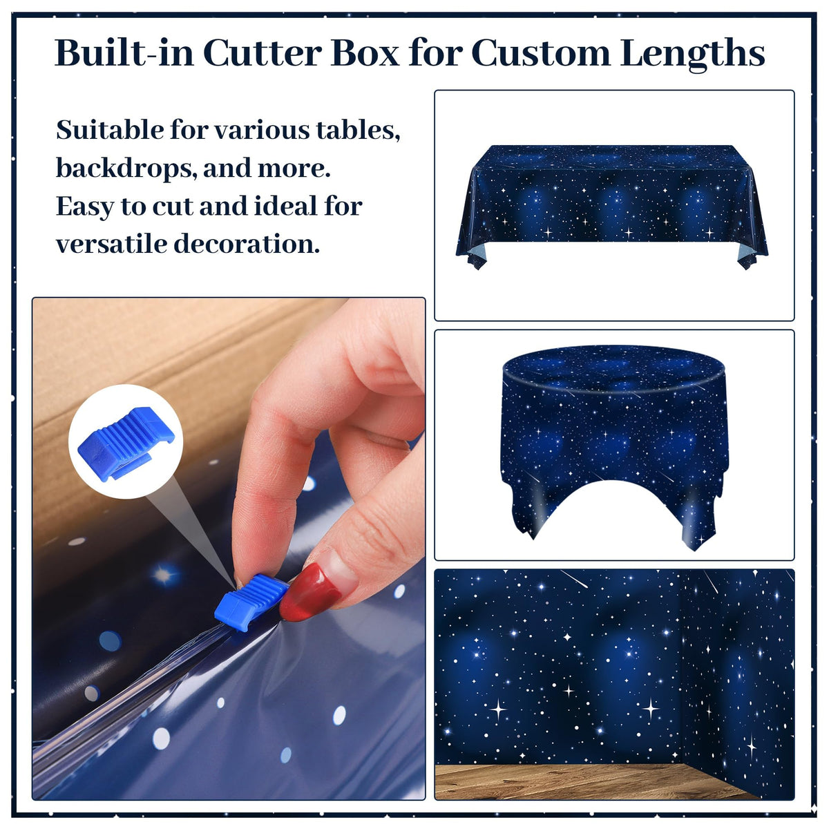 Kochorie durable PVC finish provides a long-lasting party tablecloth.