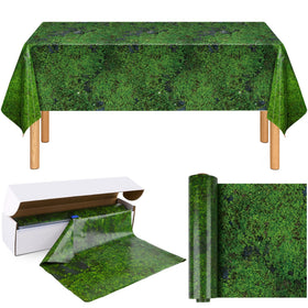 Kochorie green moss tablecloth roll with realistic turf pattern for vibrant outdoor dining.