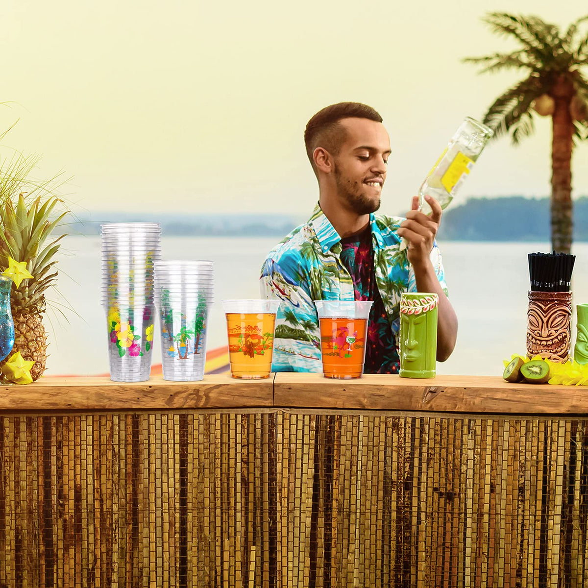 Kochorie Hawaii cups with flowers and birds for vibrant gatherings.