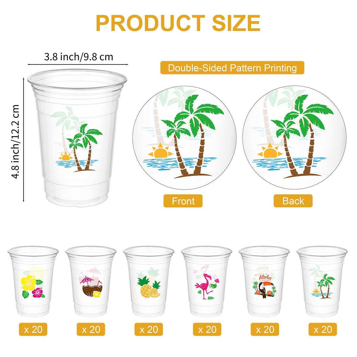 Kochorie Hawaii cups featuring pineapple pattern ideal for beach parties.