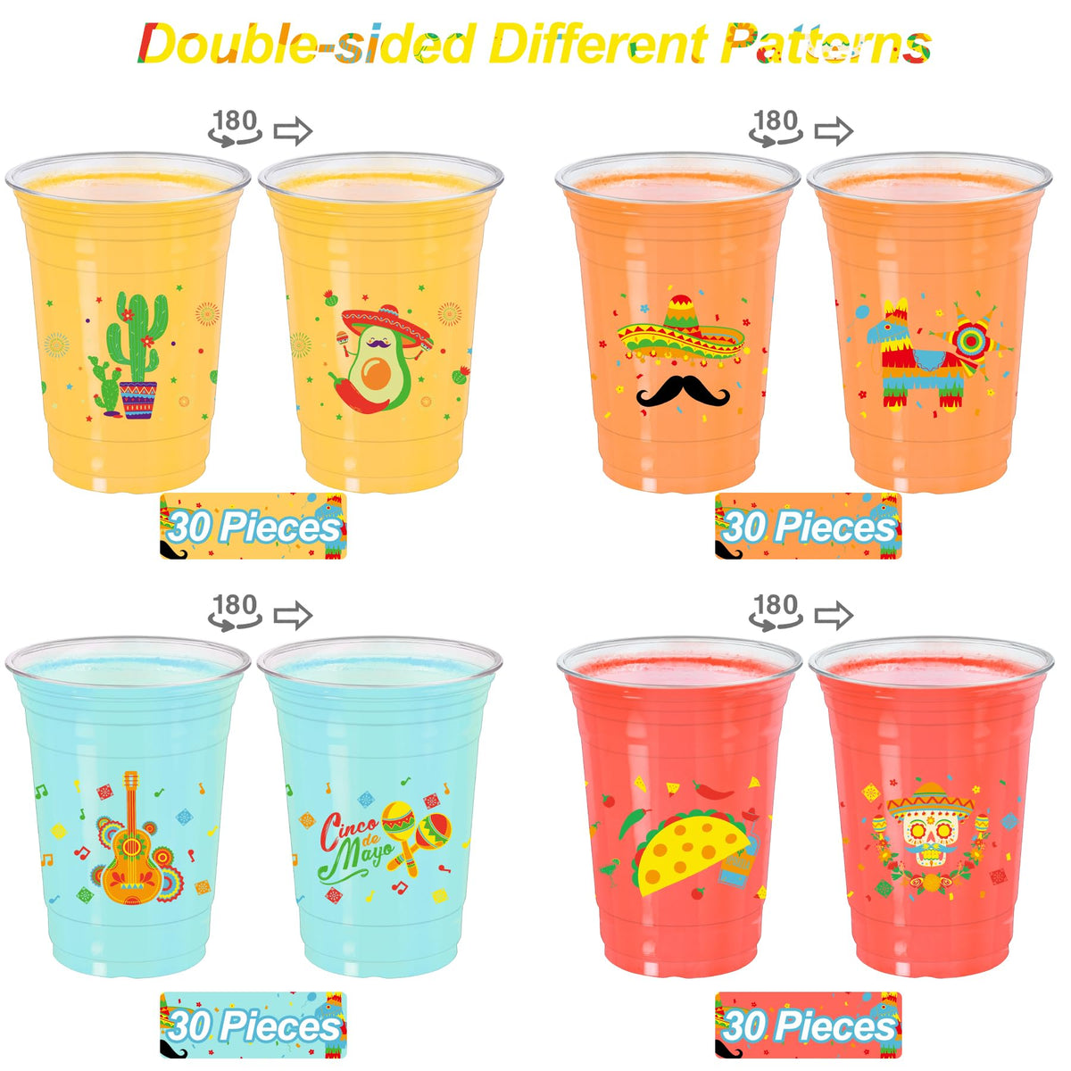 Kochorie Mexican Fiesta Cups pattern 1 brings colorful detail to beverages.