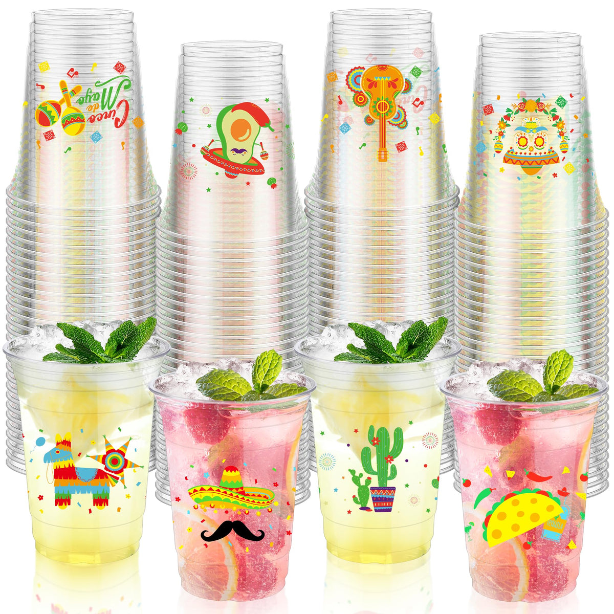 Kochorie Mexican Fiesta Cups front pattern adds vibrant Cinco de Mayo flair to drinks.