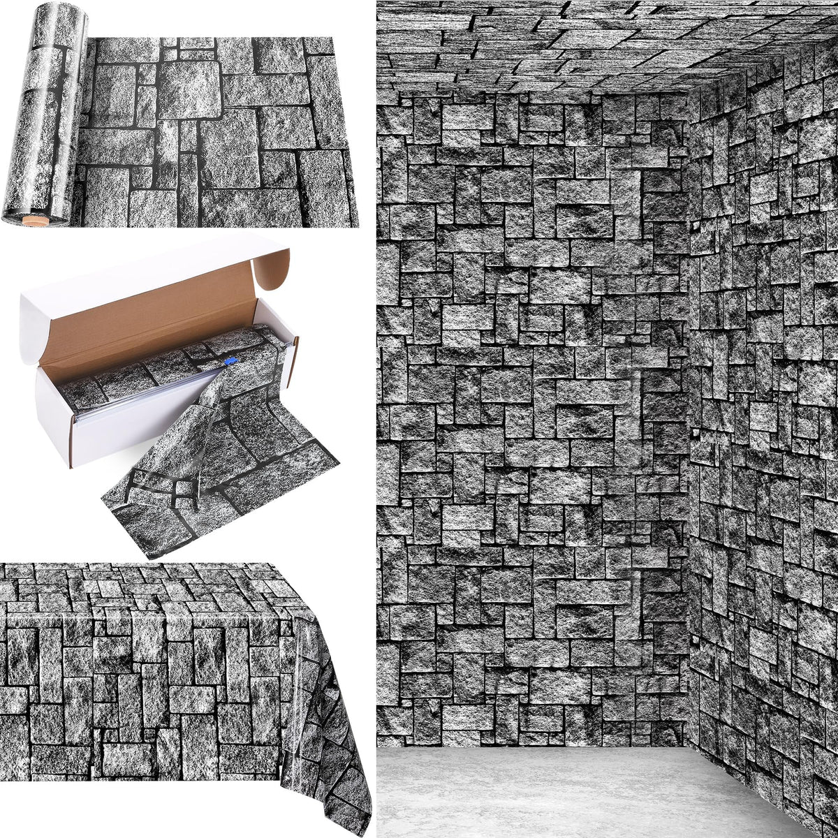 Kochorie stone-wall tablecloth roll with cutter box for quick setup.