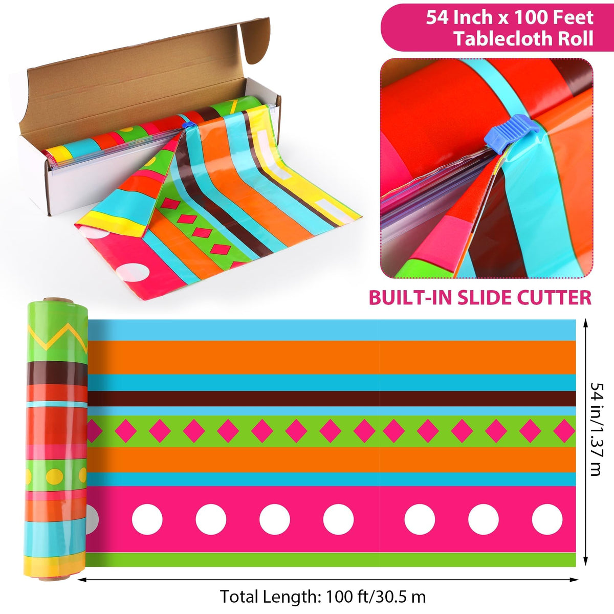 Kochorie tablecloth roll cut-to-size feature for a perfect fit on any table