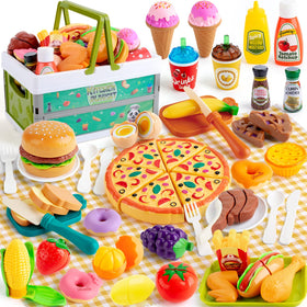 KODATEK 78-piece pretend play food set for kids kitchen enabling imaginative cooking.