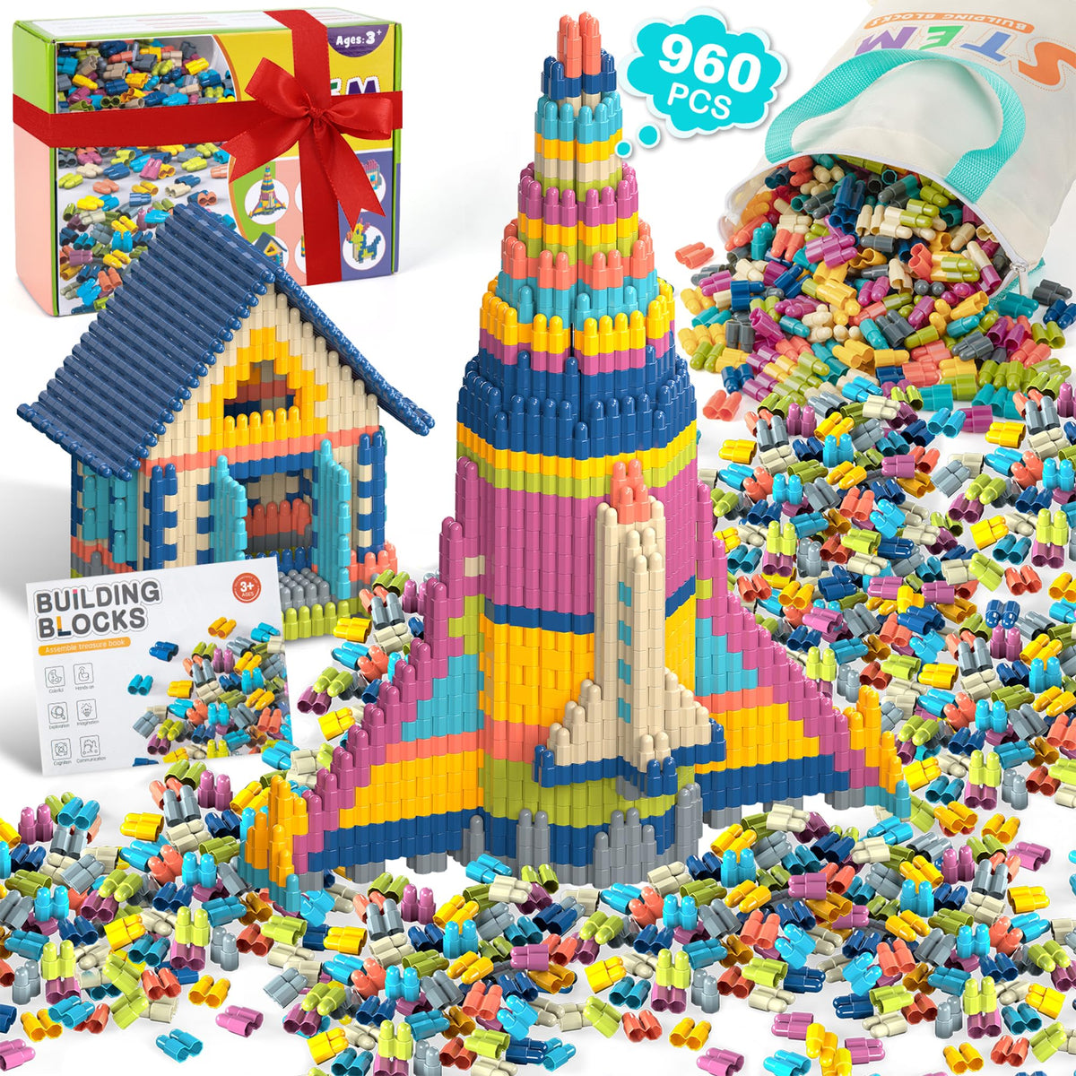 KODATEK 961-piece building blocks set for kids constructing sturdy models.