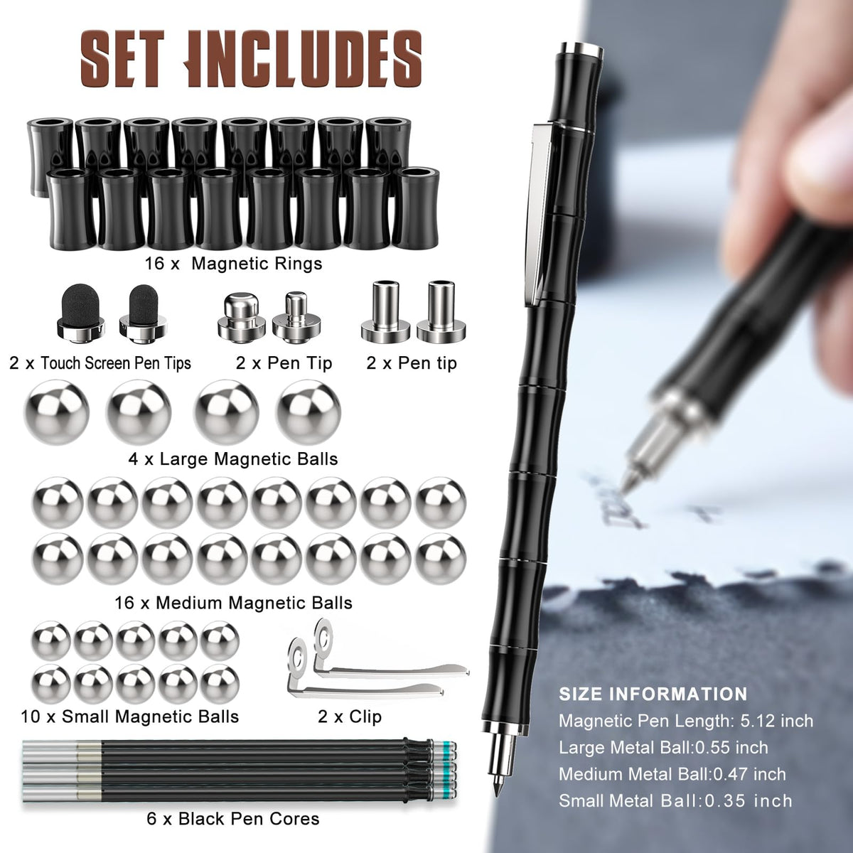 KODATEK magnetic fidget pen in hand demonstrates portable focus and gentle stimulation during study.