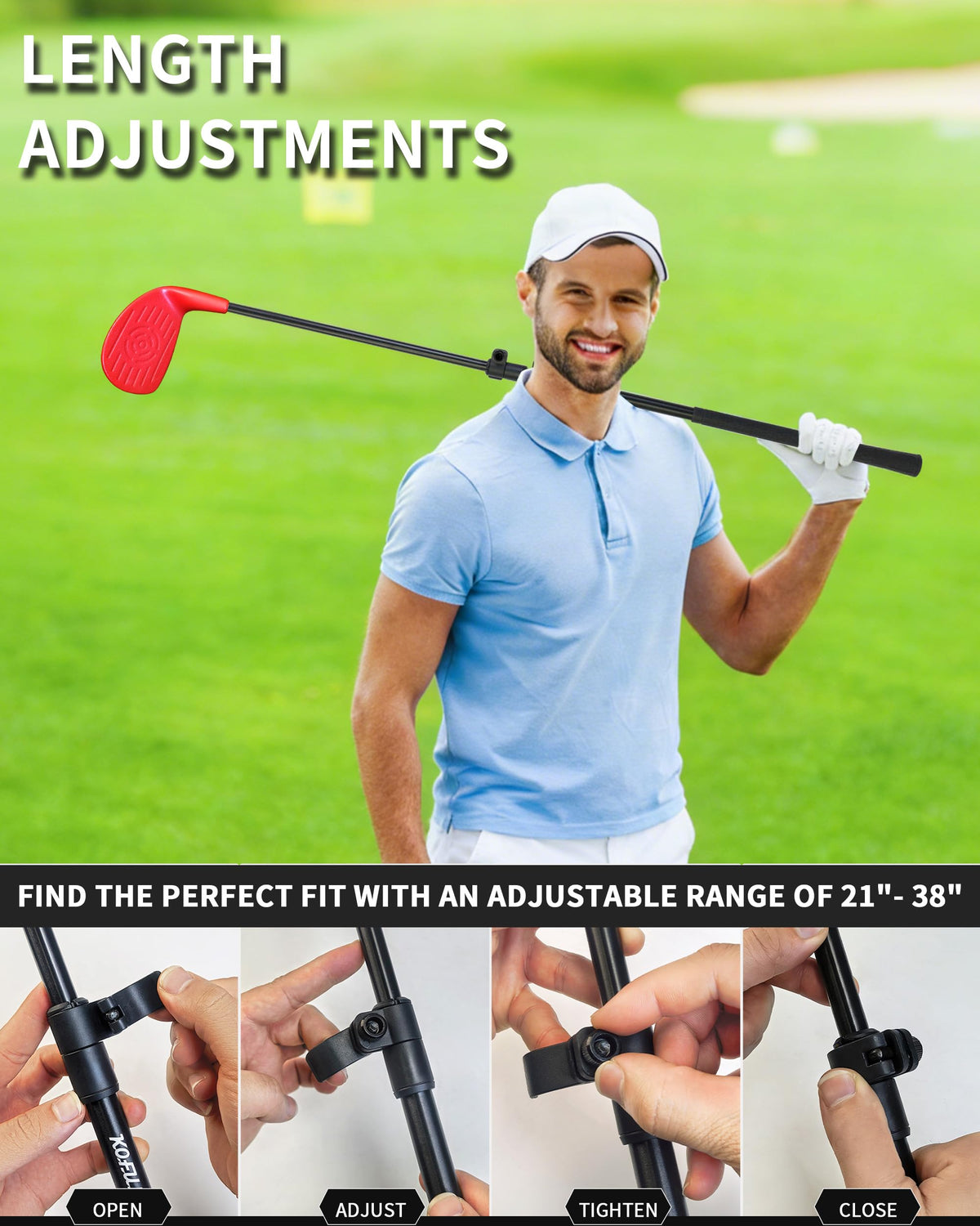 KOFULL oversize head promotes confident stance for beginner golfers.