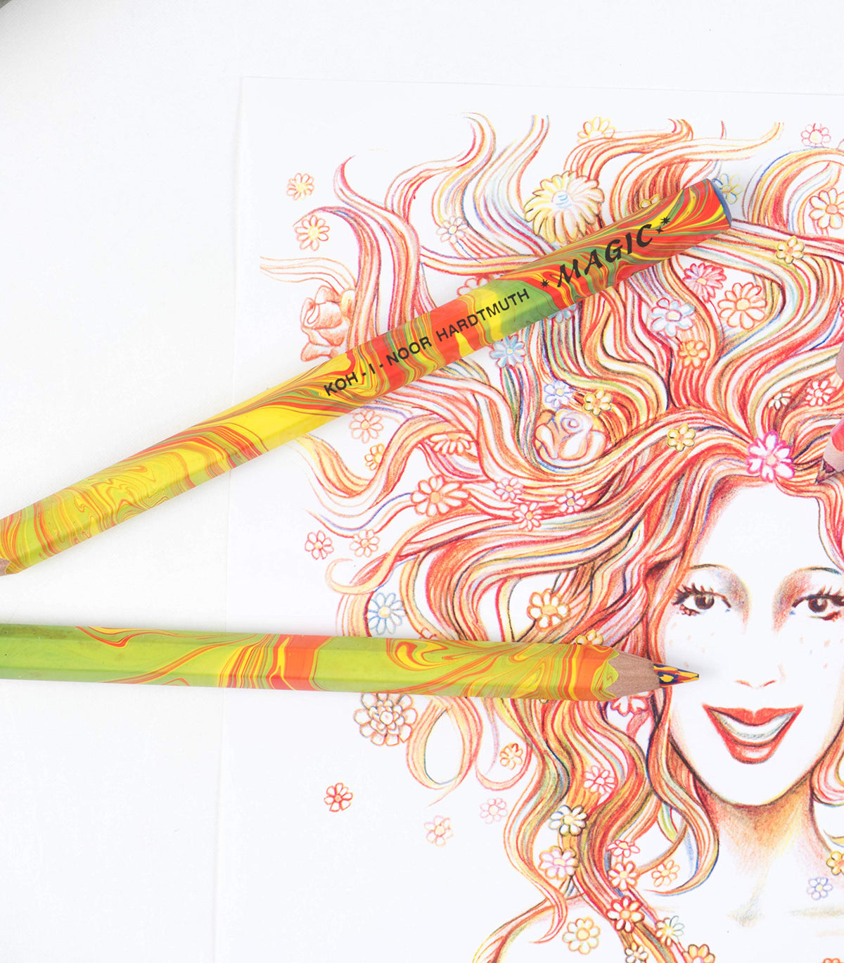Koh-I-Noor Magic FX Fire swirl pencils evoke fiery accents.