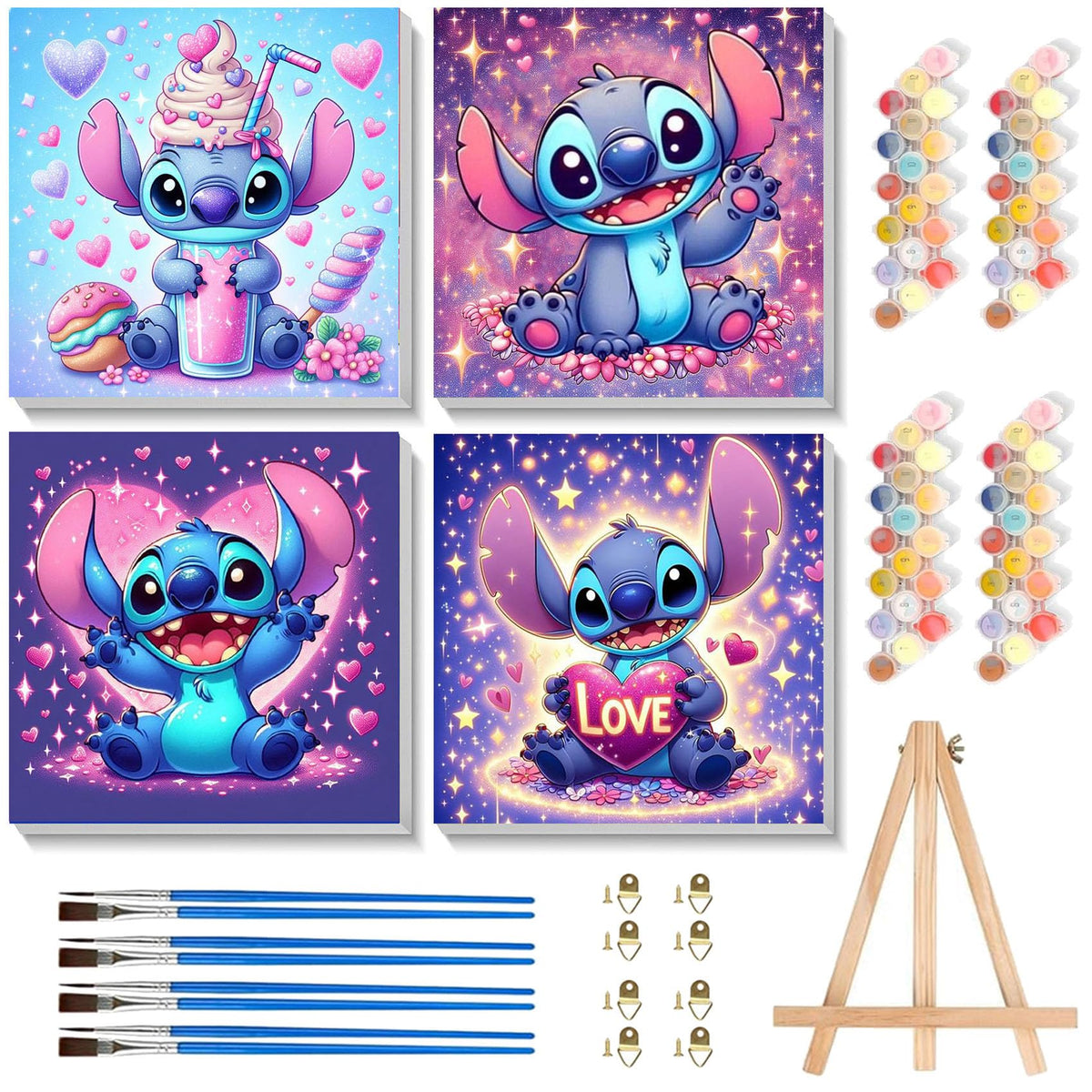 KOJEFCV cartoon paint by numbers frame and easel for kids' creativity on the wall