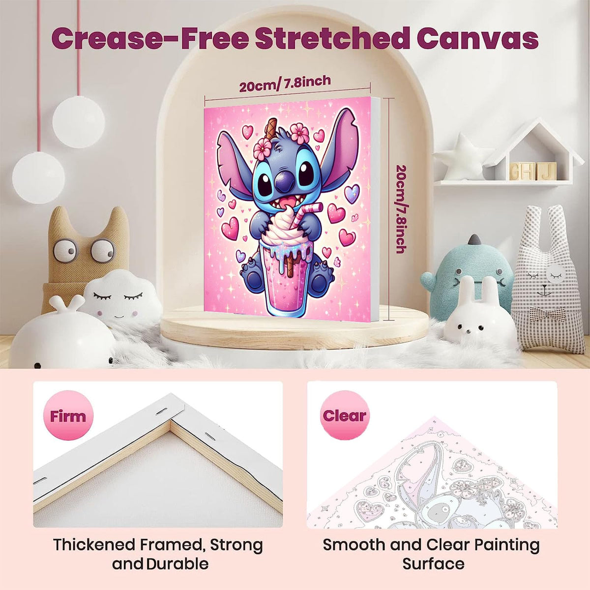 KOJEFCV kid canvas close-up with vibrant acrylic paints for long-lasting colors