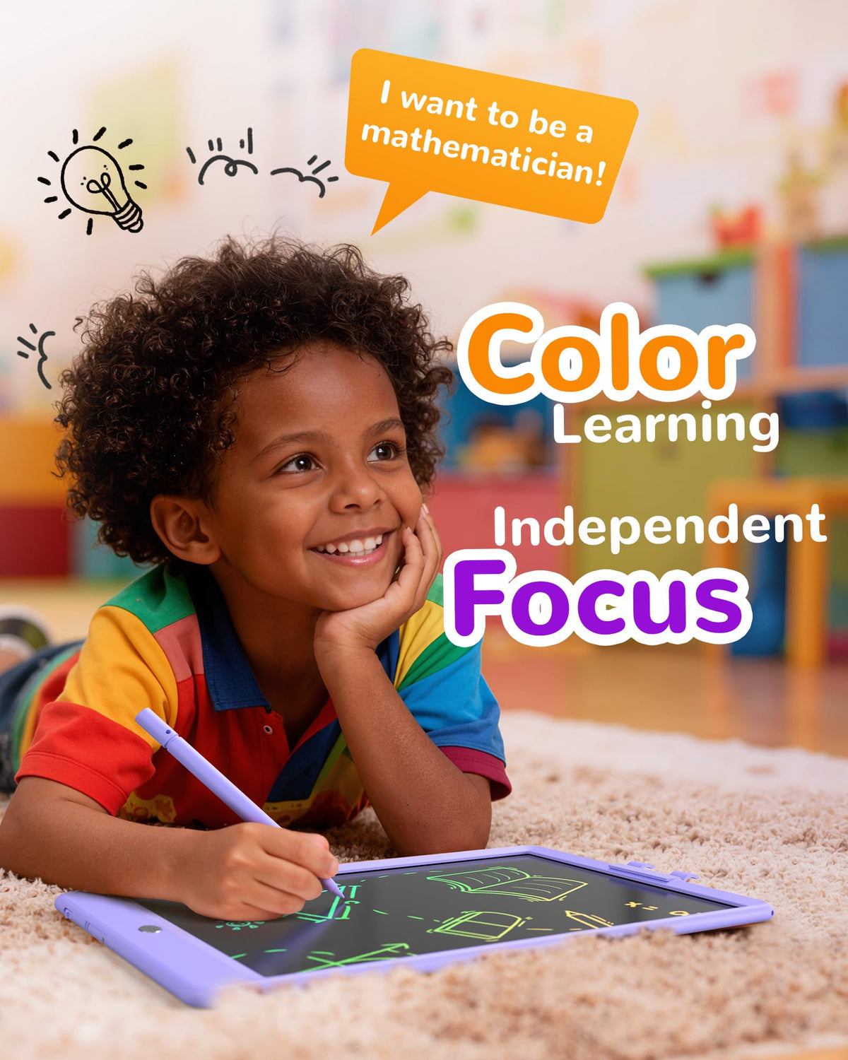 Educational drawing area on KOKODI doodle board for learning activities