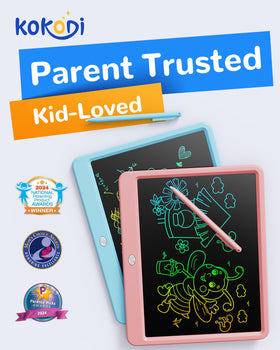 KOKODI doodle board erase button provides quick, mess-free resets