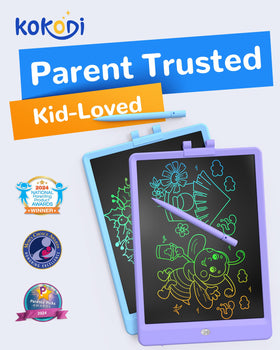 Close-up of KOKODI erase button on doodle board for quick clearing