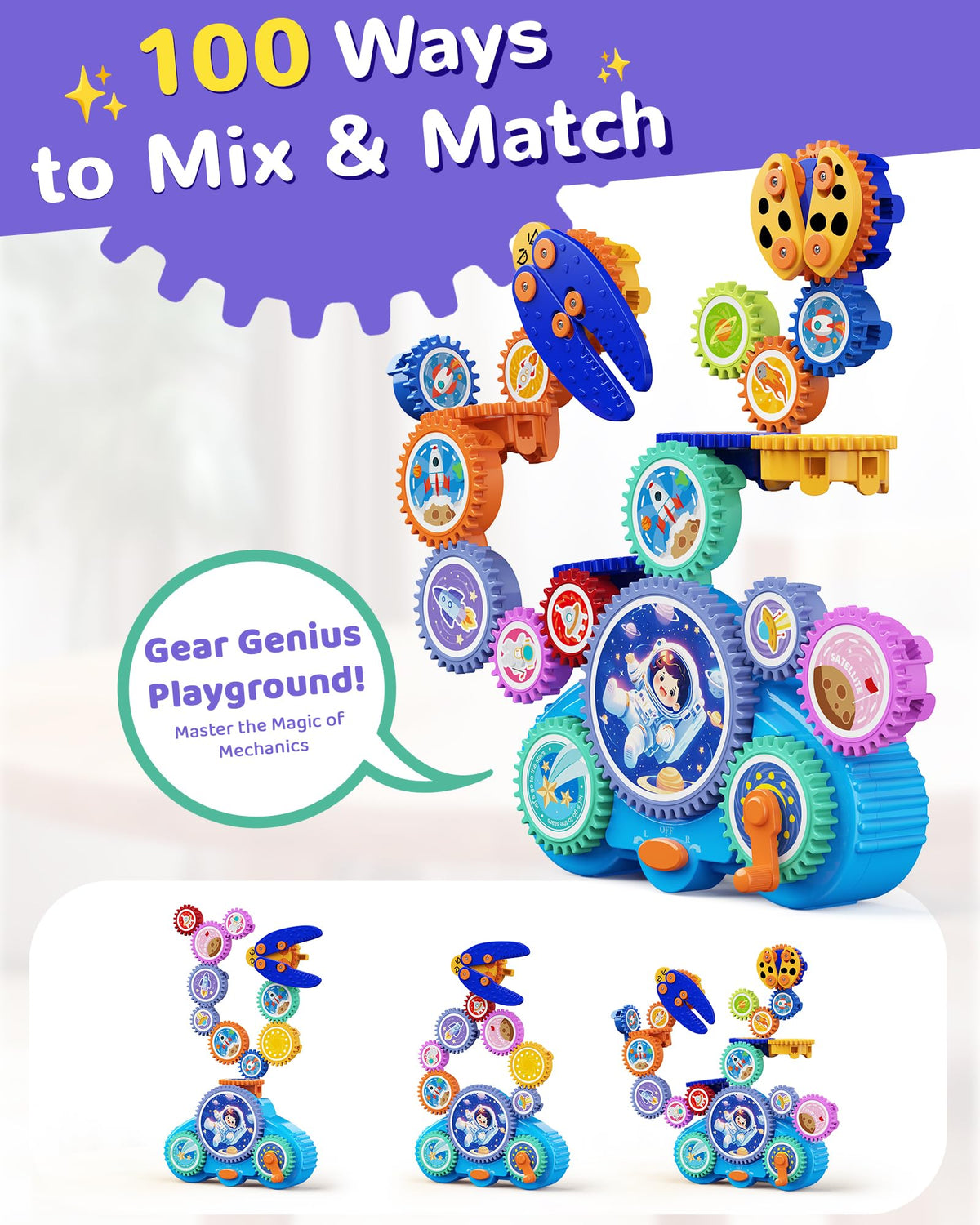 KOKODI gear-building toy electric mode in action demonstrating motion