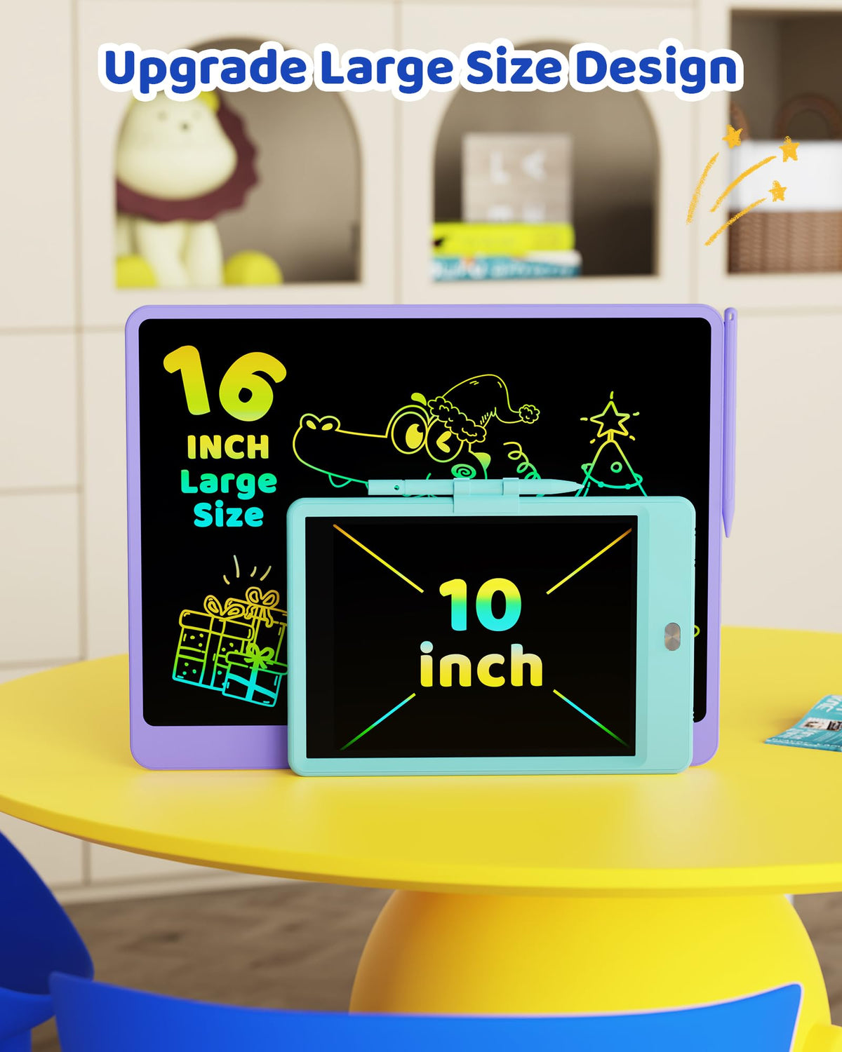 KOKODI kids drawing pad shows vivid lines with light pressure for expressive doodles.