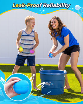KOKODI kids enjoying outdoor water fight with reusable balloons.