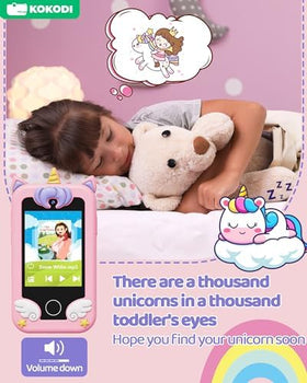 KOKODI kids phone front view, compact size for small hands.