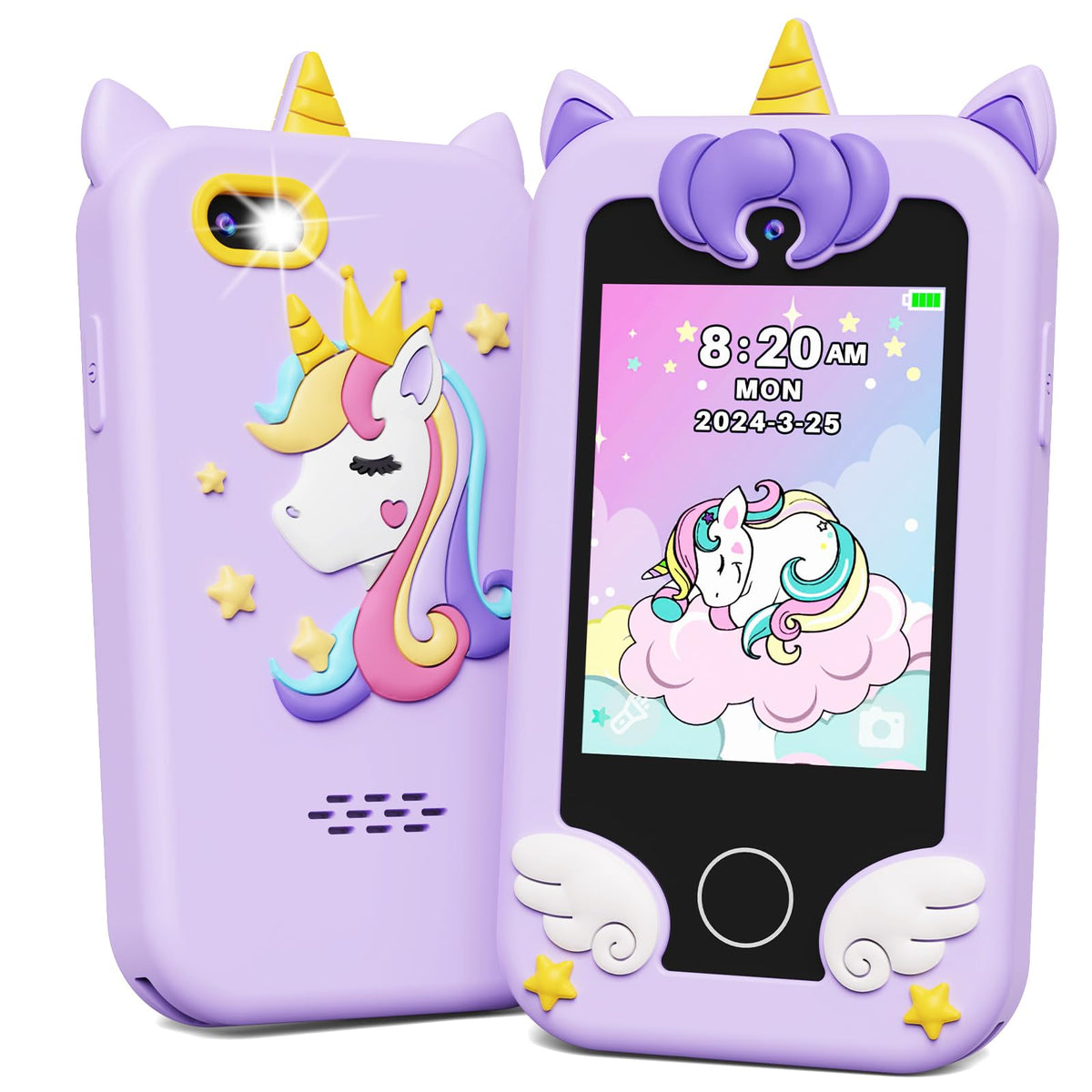 KOKODI Kids Smart Phone Toy unicorn front view for imaginative play and learning.